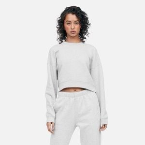 MATE the Label Organic Fleece Crop Sweatshirt in Heather Grey